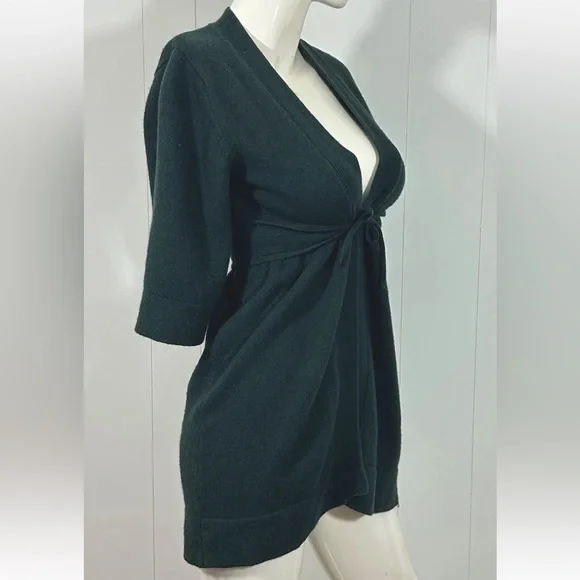 VTG UNITED COLORS of BENETTON emerald green wool open cardigan robe sz M - italy - Picture 3 of 8